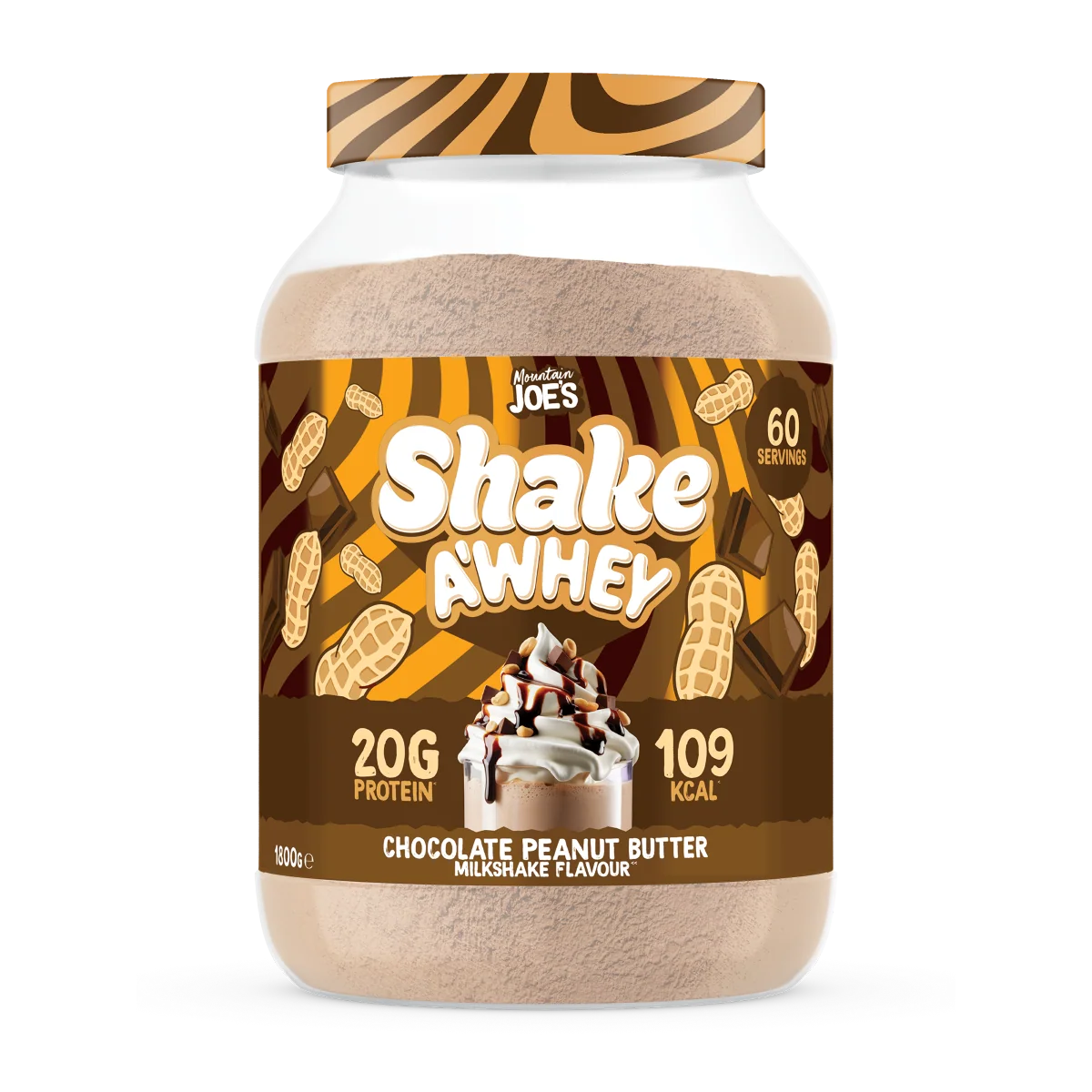 Mountain Joe's Shake A Whey Chocolate Peanut Butter Protein Powder 1.8kg