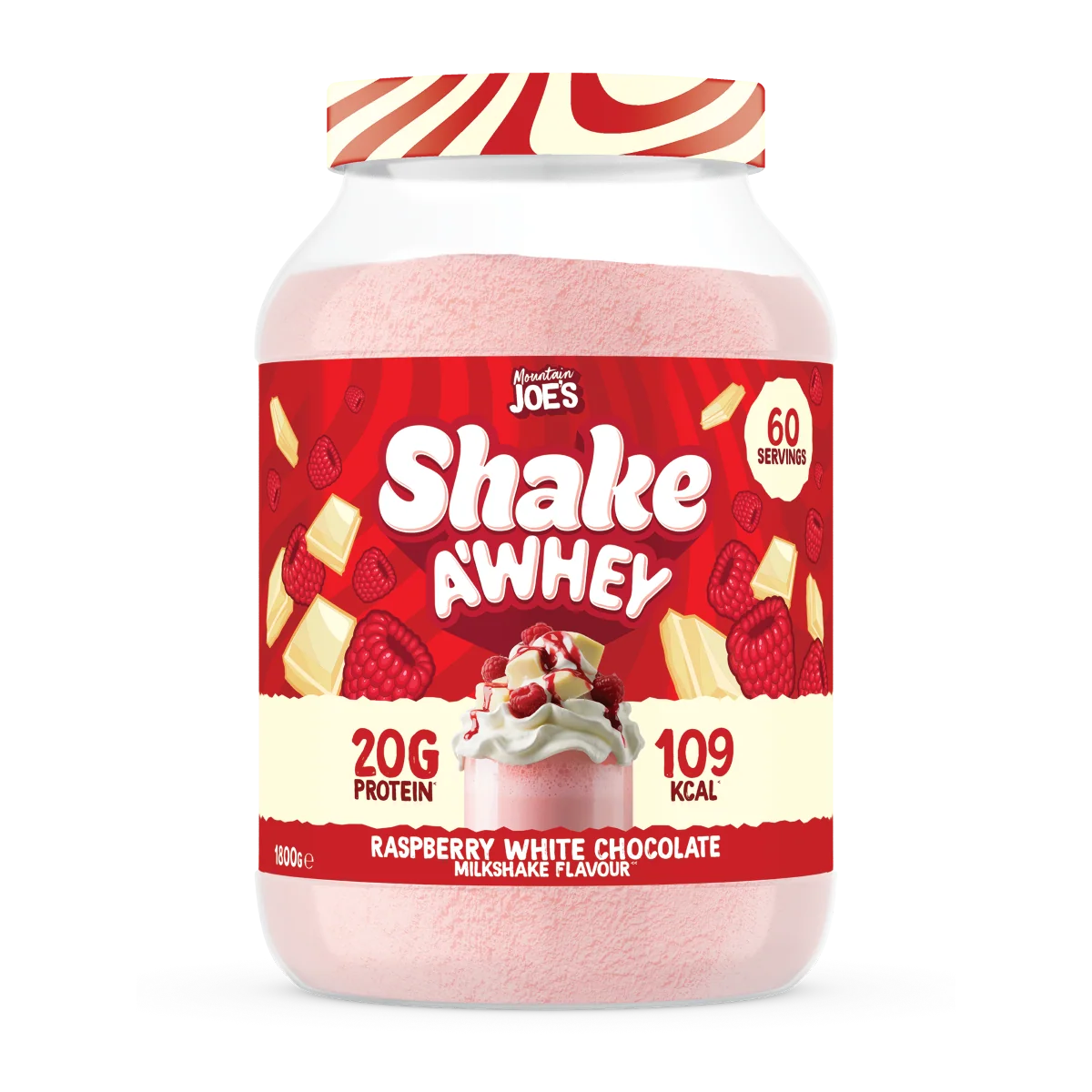 Mountain Joe's Shake A Whey Raspberry White Chocolate Protein Powder 1.8kg