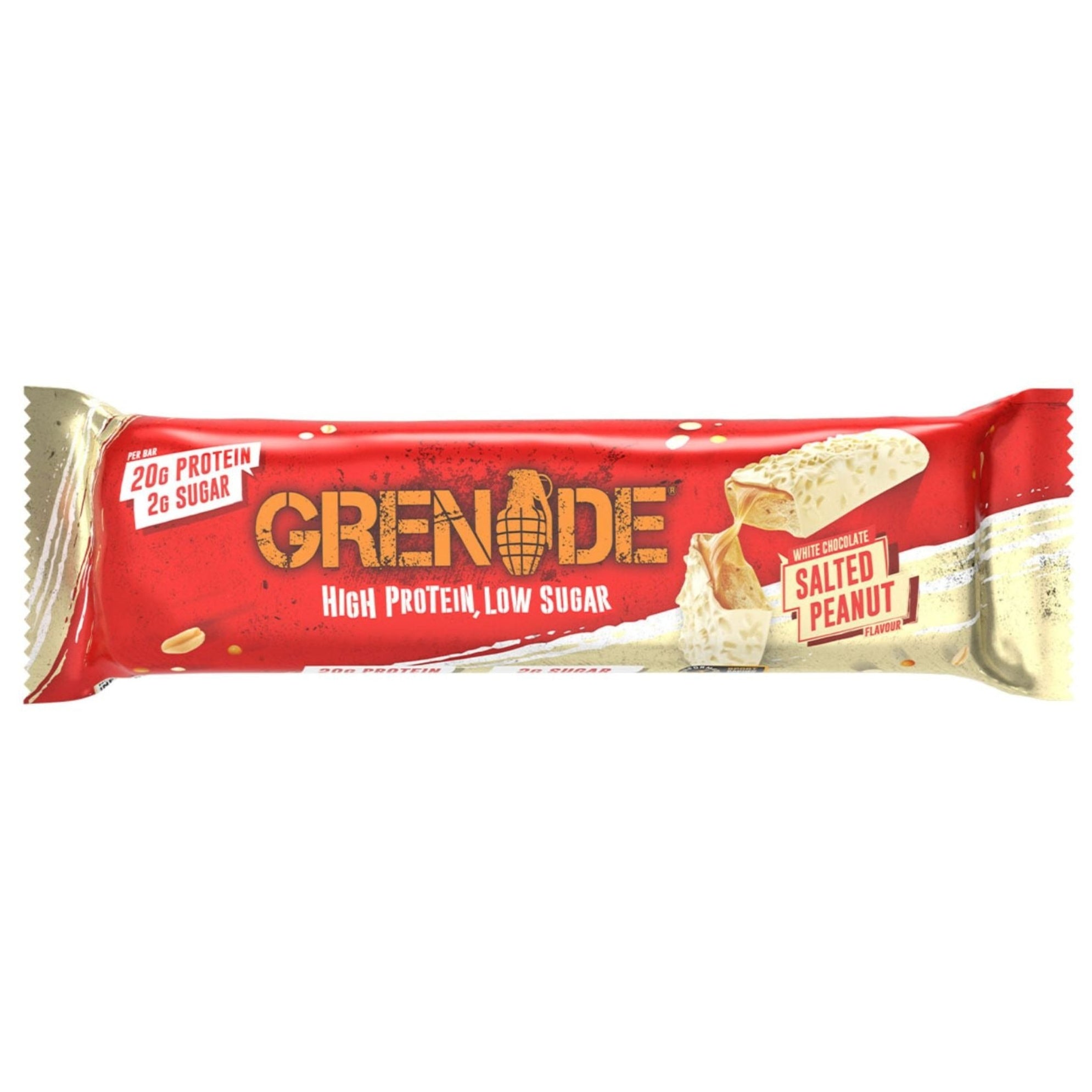 Grenade Carb Killa White Chocolate Salted Peanut Protein Bar 60g – 20g Protein, Low Sugar