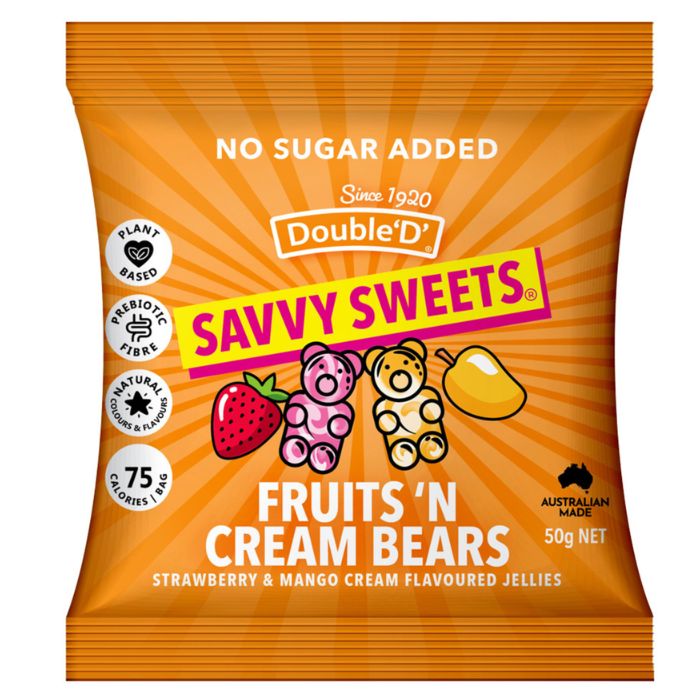 Savvy Sweets Fruit & Cream Bears – Creamy Fruit Gummy Bear Candy
